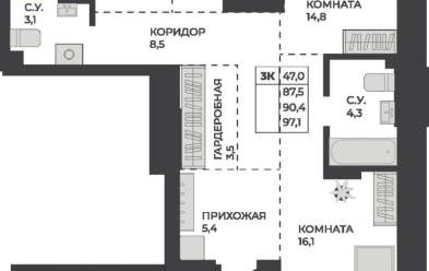 Продается 3 комн.