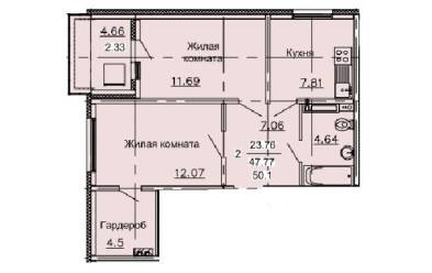 Продается 2 комн.