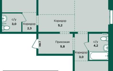 Продается 3 комн.