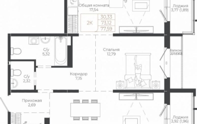 Продается 2 комн.