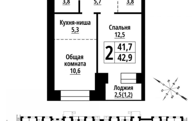 Продается 2 комн.