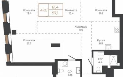 Продается 4 комн.
