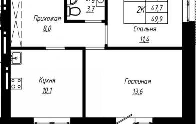 Продается 2 комн.