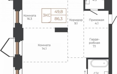 Продается 3 комн.