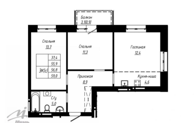 Продается 3 комн.