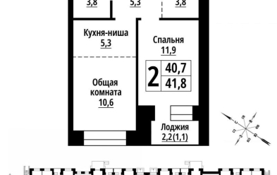 Продается 2 комн.
