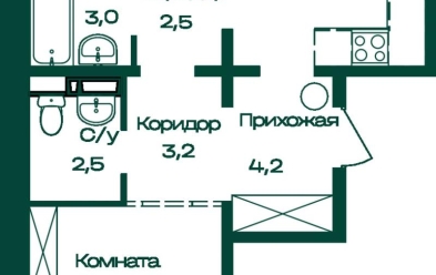 Продается 2 комн.