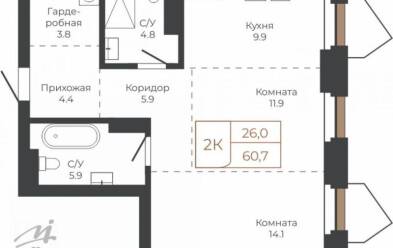 Продается 2 комн.