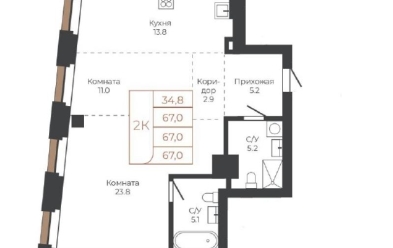 Продается 2 комн.