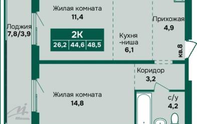 Продается 2 комн.