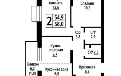 Продается 2 комн.