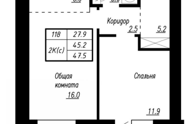 Продается 2 комн.
