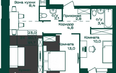 Продается 2 комн.