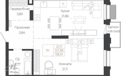 Продается 1 комн.