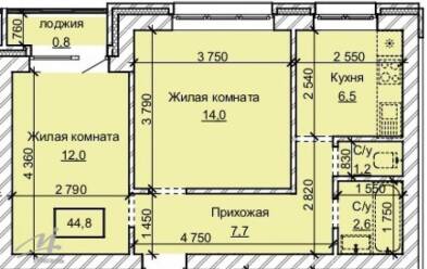 Продается 2 комн.