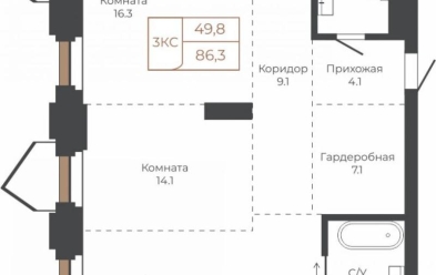 Продается 3 комн.