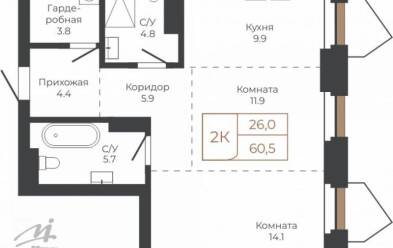 Продается 2 комн.