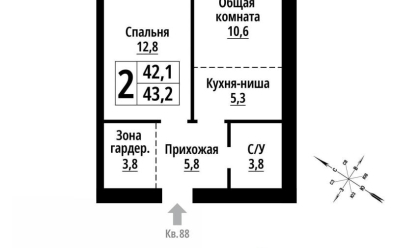 Продается 2 комн.