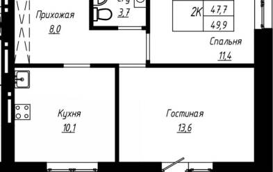 Продается 2 комн.