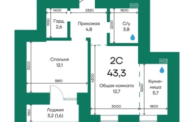 Продается 2 комн.