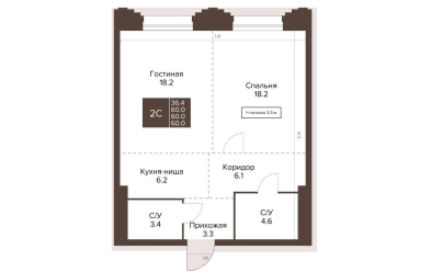 Продается 2 комн.