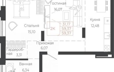 Продается 2 комн.