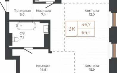 Продается 3 комн.