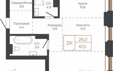 Продается 2 комн.