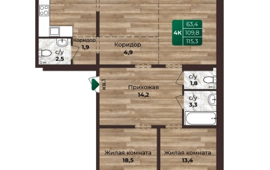 Продается 4 комн.
