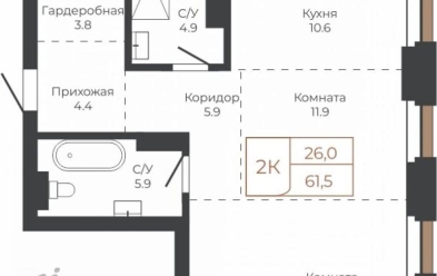 Продается 2 комн.