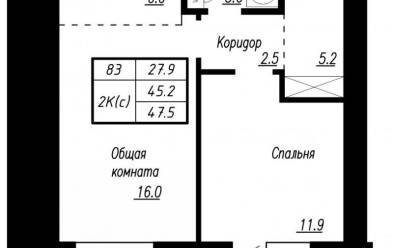 Продается 2 комн.