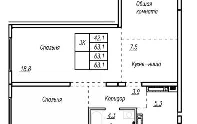 Продается 3 комн.