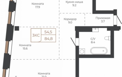 Продается 3 комн.