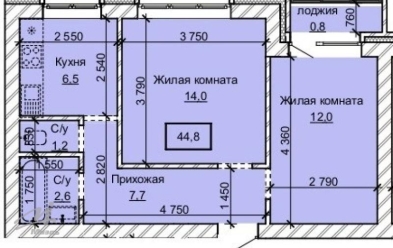 Продается 2 комн.