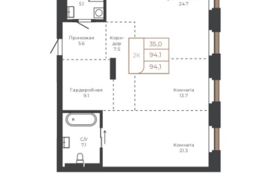 Продается 2 комн.