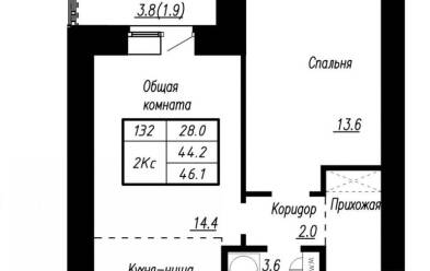 Продается 2 комн.