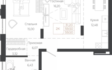 Продается 2 комн.
