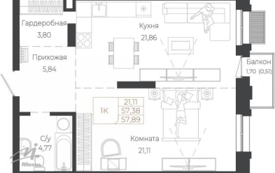 Продается 1 комн.