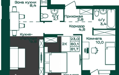 Продается 2 комн.