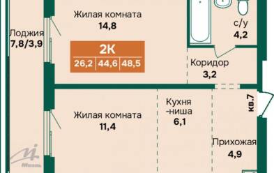 Продается 2 комн.