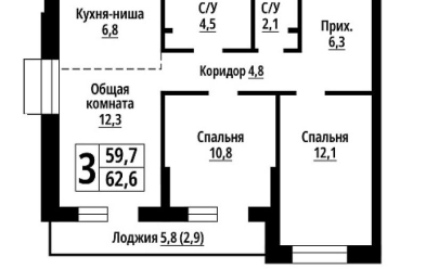 Продается 3 комн.