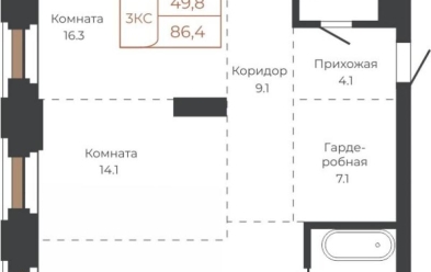 Продается 3 комн.