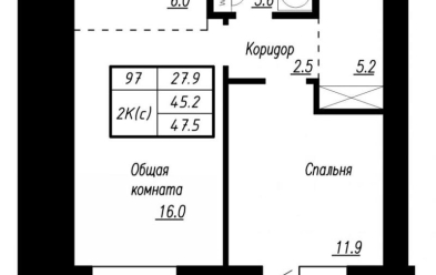 Продается 2 комн.