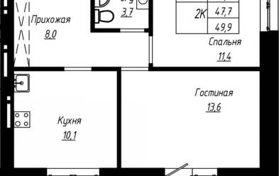 Продается 2 комн.