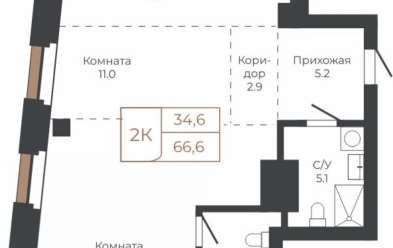 Продается 2 комн.