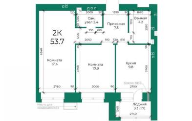 Продается 2 комн.