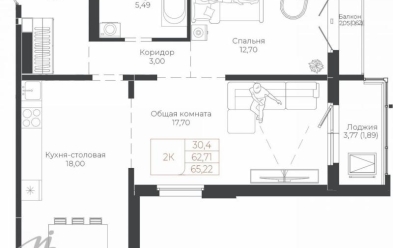 Продается 2 комн.
