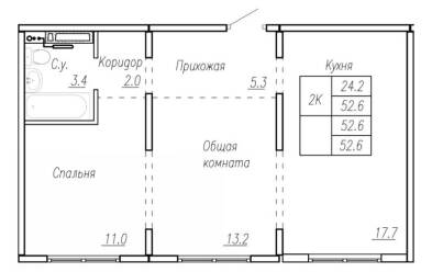 Продается 2 комн.