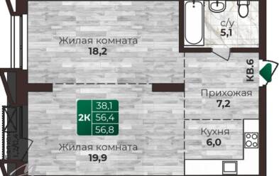 Продается 2 комн.