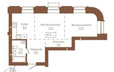 Продается 2 комн.